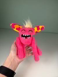 Image 3 of Small Weighted Very Happy Monster -  Pink