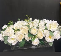 NEW - Rectangular vase with roses and peonies