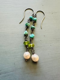 Image 5 of Lone Mountain turquoise and peridot earrings