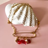 Image 4 of Paperclip Chain Pin Charm Necklace - Gold