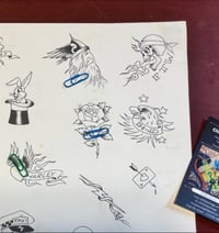 Image 2 of Vintage Malone 1980’s Tattoo Chop Sheet By Rollo Trimmed