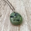 Jade Green Bird Pebble Ceramic Pendant/Necklace