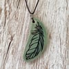 Jade Green Feather Ceramic Pendant/Necklace