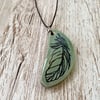 Jade Green Feather Ceramic Pendant/Necklace