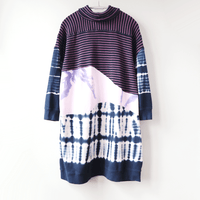 Image 1 of purple navy blue waffle thermal knit wave adult 1X xxl longsleeves courtneycourtney sweatshirt dress