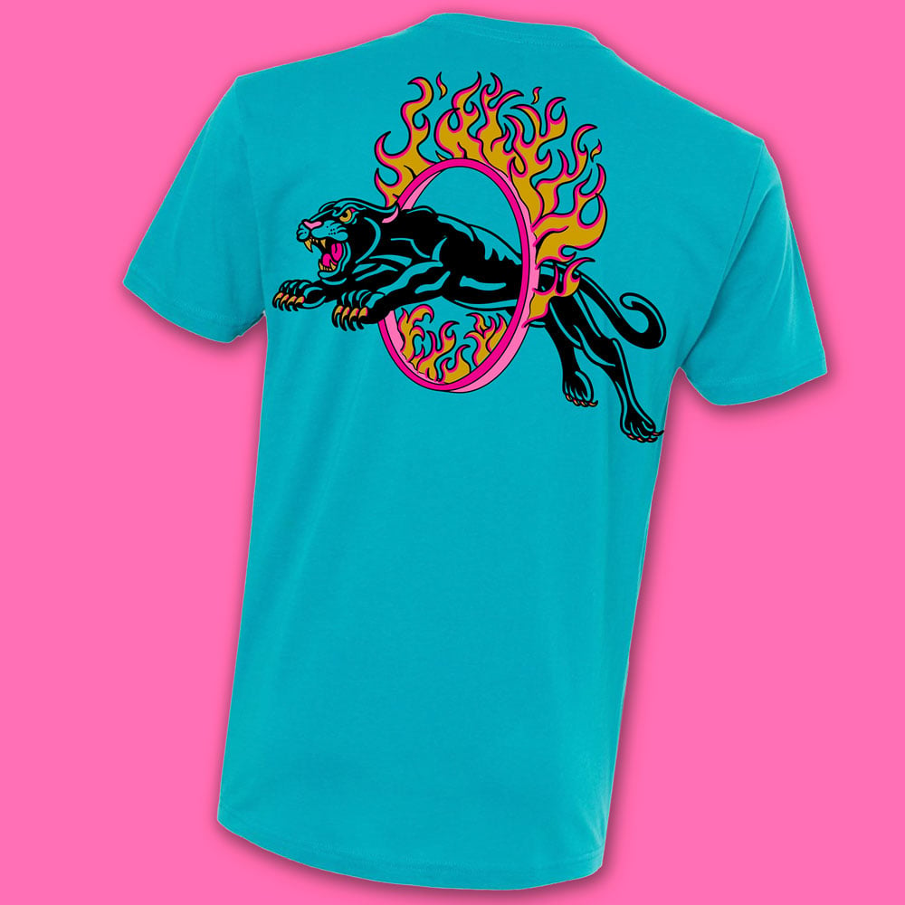 Jumping through hoops panther T-shirts