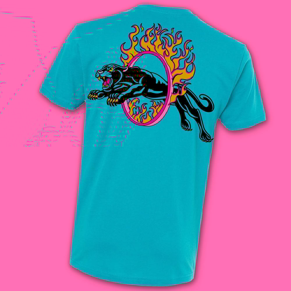 Jumping through hoops panther T-shirts