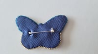 Image 5 of Broche broderie d'or PAPILLON BLEU