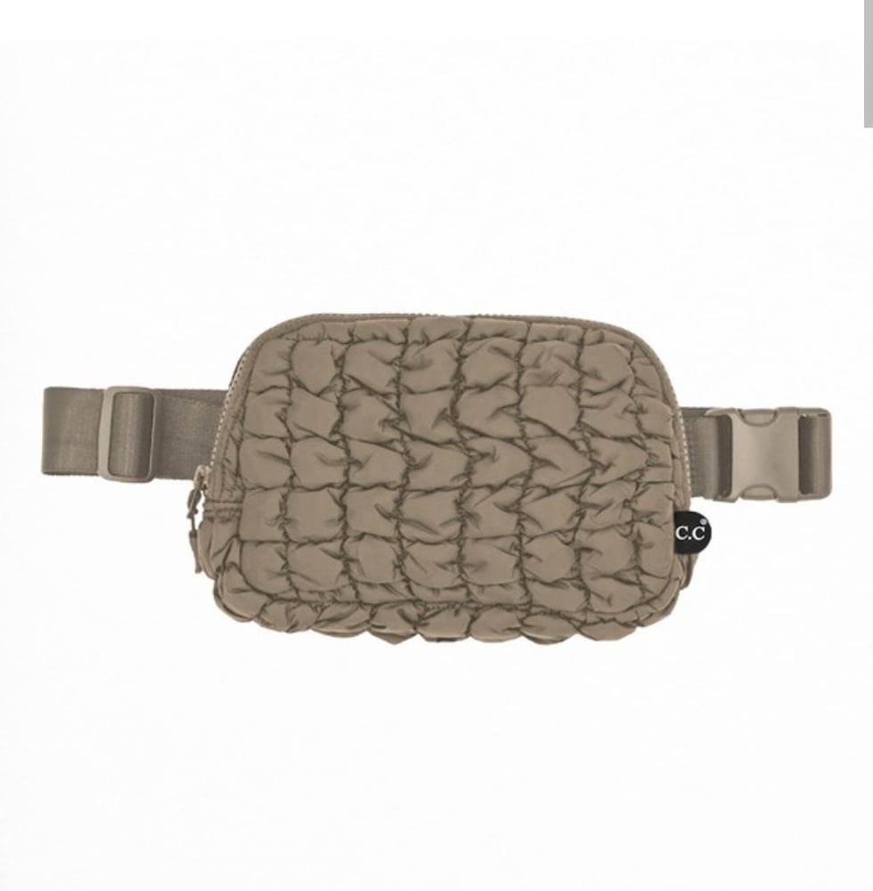 Image of TAUPE puffy mini belt purse