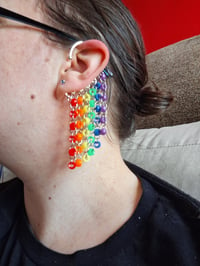 Image 2 of Rainbow and Pride Flags Bead Ear Wrap Cuff