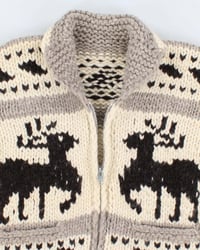 Image 3 of Vintage Deer Cowichan Cardigan - Cream