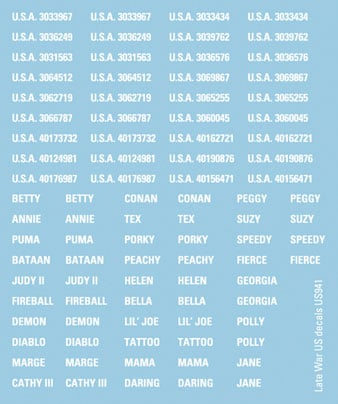 American (Late) Decal Set (US941)