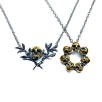 Image 1 of SALE/READY TO SHIP: Gilded Skulls in oxidized sterling silver and 24k gold (limited edition)