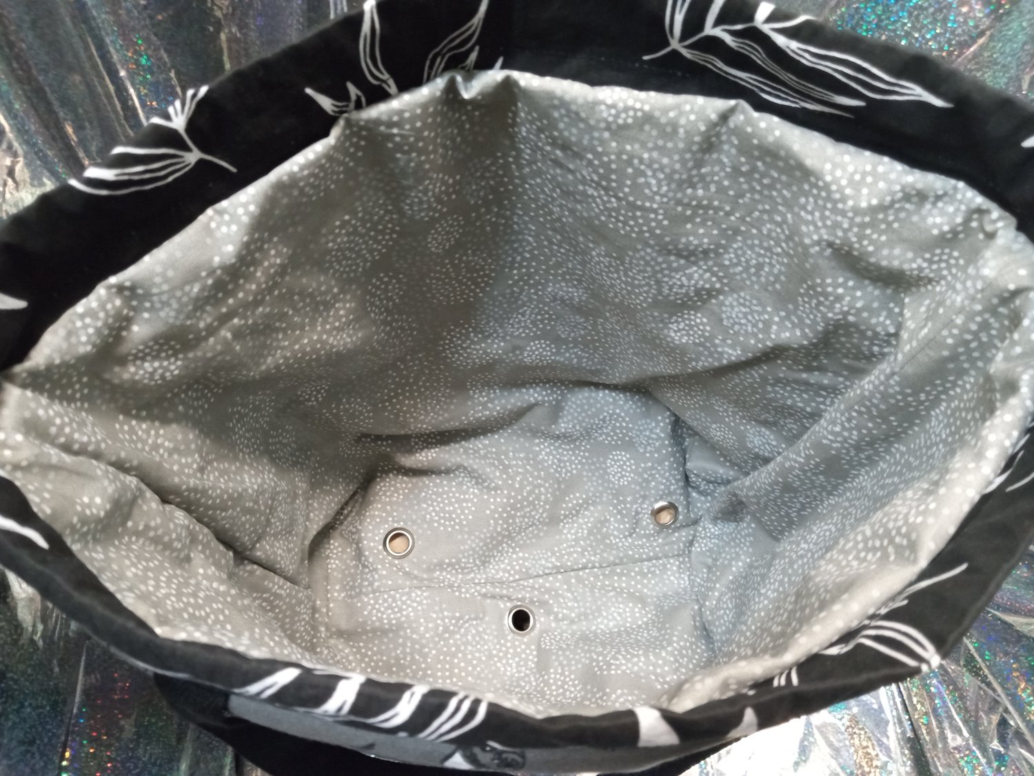 Image of Whimsical Grey Owl Medium Double Decker Project Bag