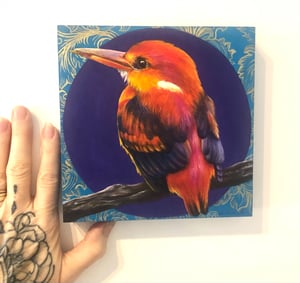 Image of "Kingfisher" Original Oil Painting on Board, Mini 6" x 6"