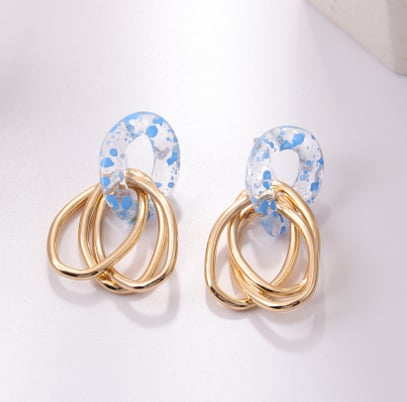 Image of Love Chain Marble Earrings