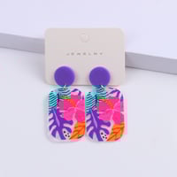 Image 1 of Flower Art Design Resin Earrings