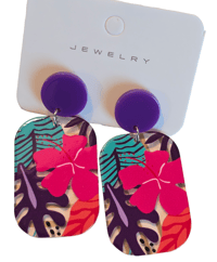 Image 2 of Flower Art Design Resin Earrings