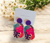 Image 4 of Flower Art Design Resin Earrings