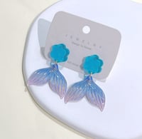 Image 1 of Blue Mermaid Tail Earrings