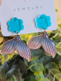 Image 3 of Blue Mermaid Tail Earrings