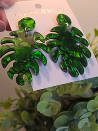 Image 2 of Monster Leaf Earrings Trendy Style