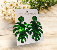 Image 4 of Monster Leaf Earrings Trendy Style