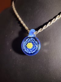 Image 2 of Blue daisy flower pendant yellow center