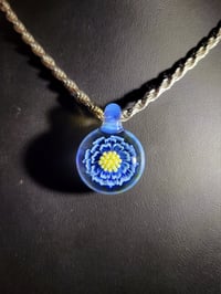 Image 3 of Blue daisy flower pendant yellow center