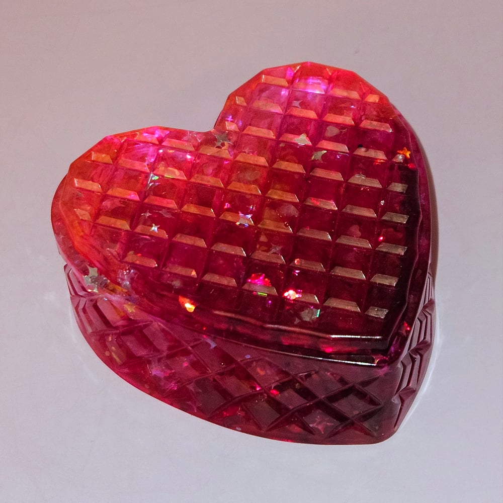 Image of Red/ Magenta Swirl Heart Box- Style #2