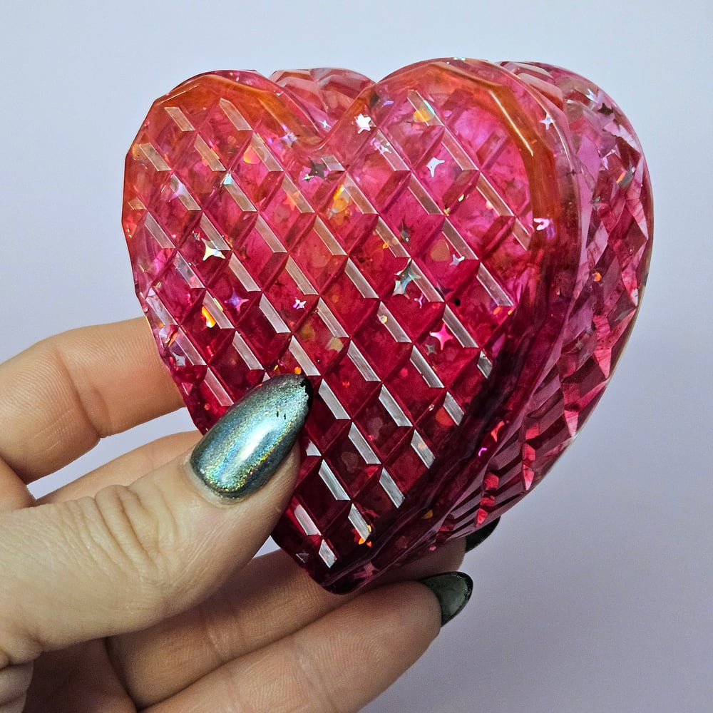 Image of Red/ Magenta Swirl Heart Box- Style #1