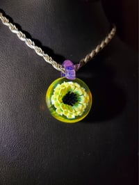 Image 1 of Yellow sunflower pendant with pink slyme bale