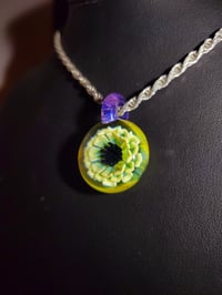 Image 2 of Yellow sunflower pendant with pink slyme bale