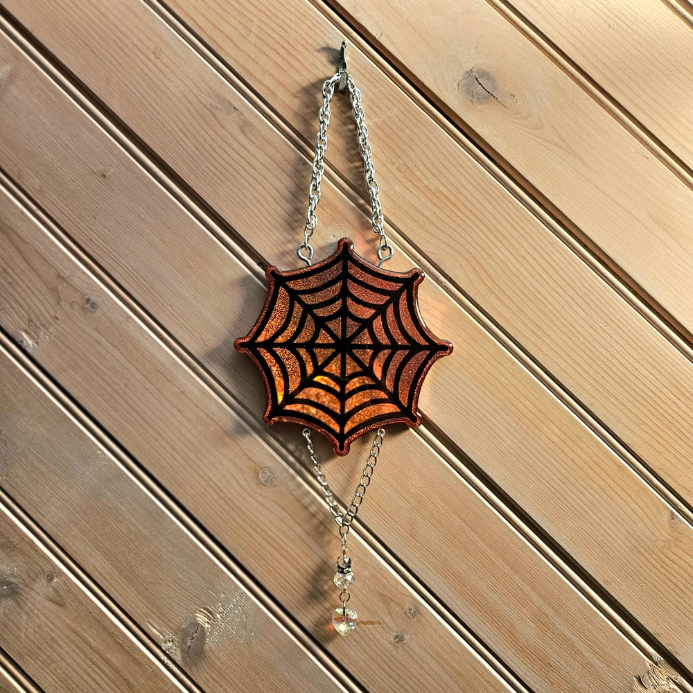 Image of Red Holographic "Caught in my web" Wall Art