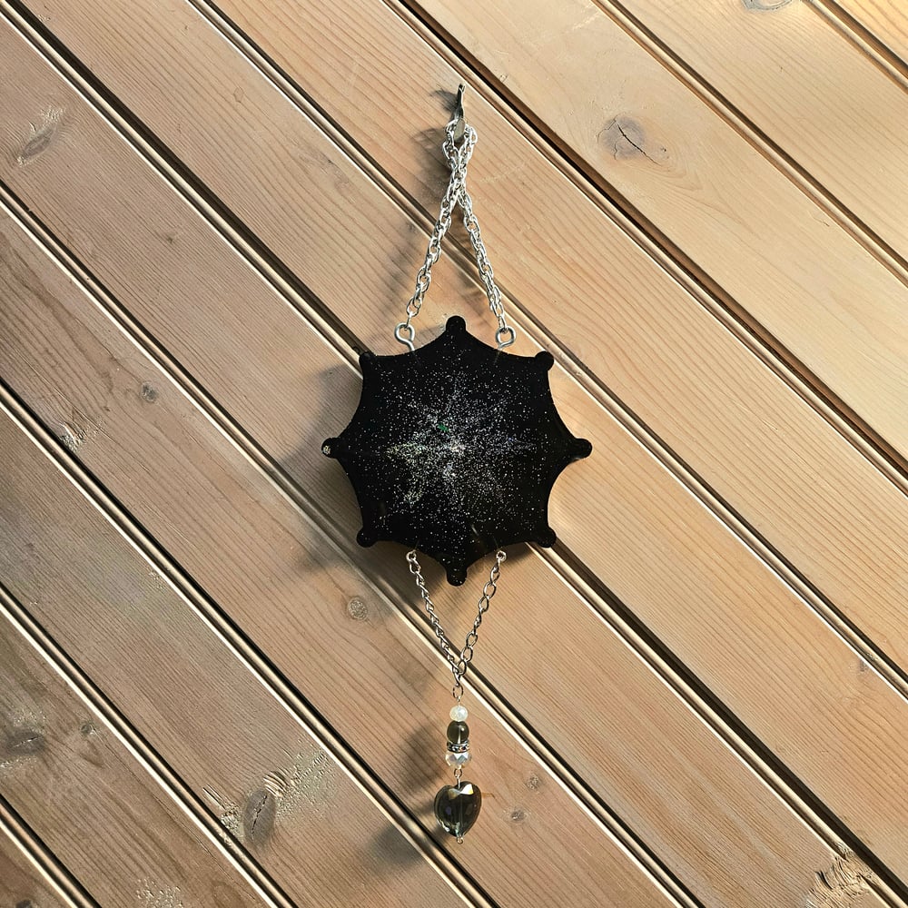 Image of Baby Pink Holographic "Caught in my web" Wall Art