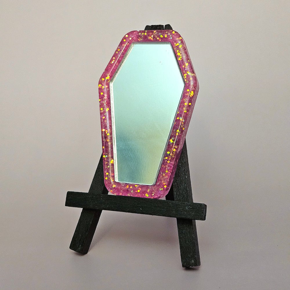Image of Neon Pink Mini Coffin Mirror