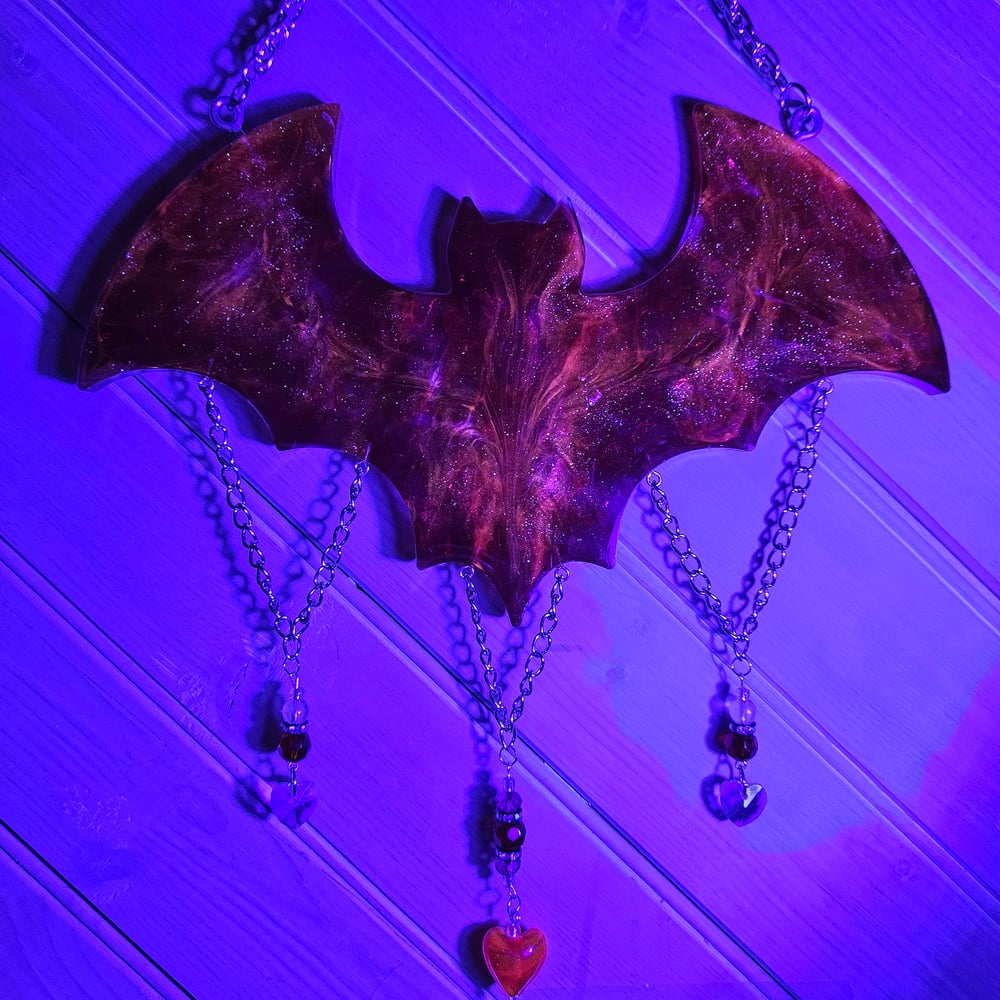 Image of Ruby Red Crushed Opal Bat Wall Art