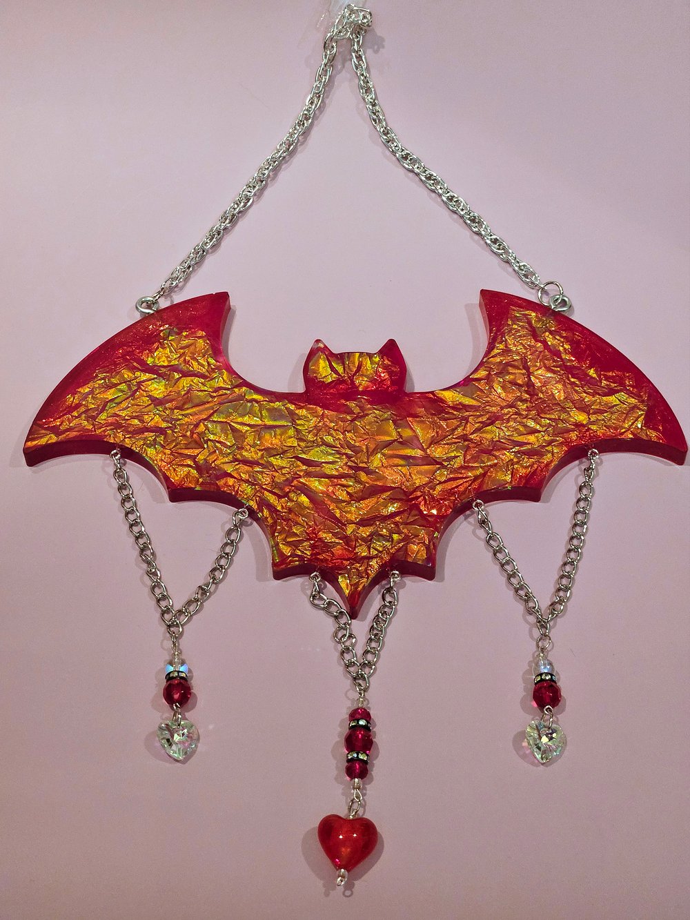 Image of Ruby Red Crushed Opal Bat Wall Art