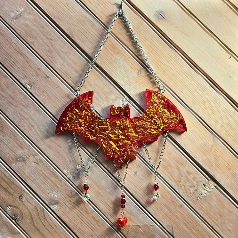 Image of Ruby Red Crushed Opal Bat Wall Art