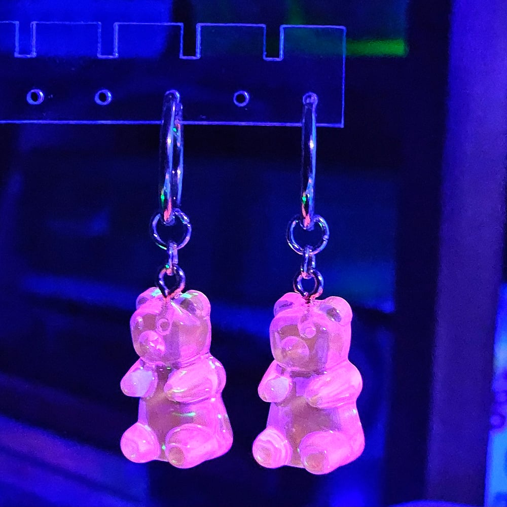 Image of Neon Pink Gummy Bear Earrings