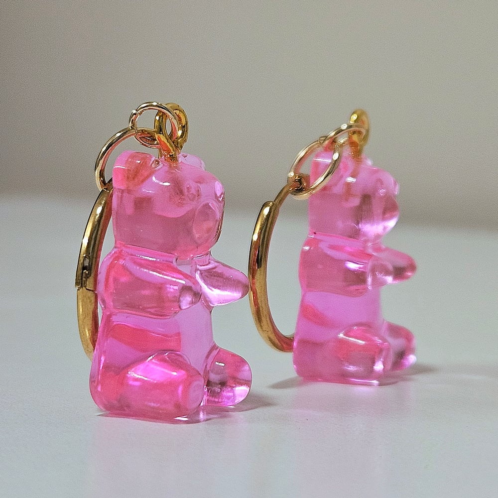 Image of Neon Pink Gummy Bear Earrings
