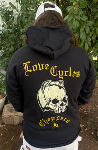 Image 3 of Love Cycles Skull Black Zip Up Hoodie