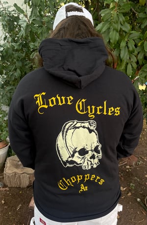 Image of Love Cycles Skull Black Zip Up Hoodie