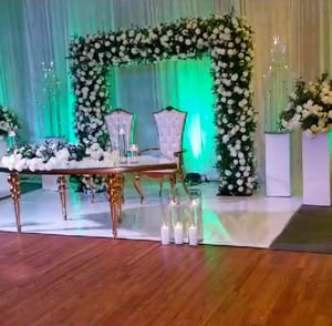 Image of Green / white flower backdrop square arch only  8ft x 8ft 