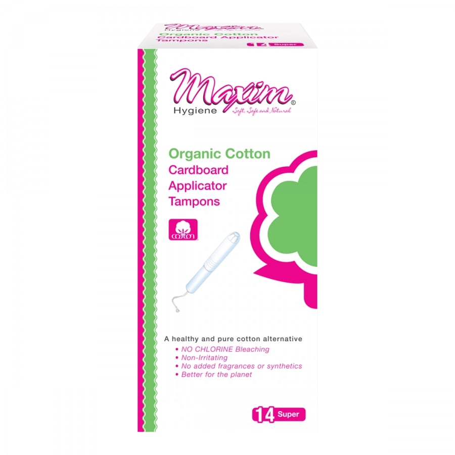 Image of Organic Cardboard Applicator Tampon, Super, 14 Ct by Maxim Hygiene