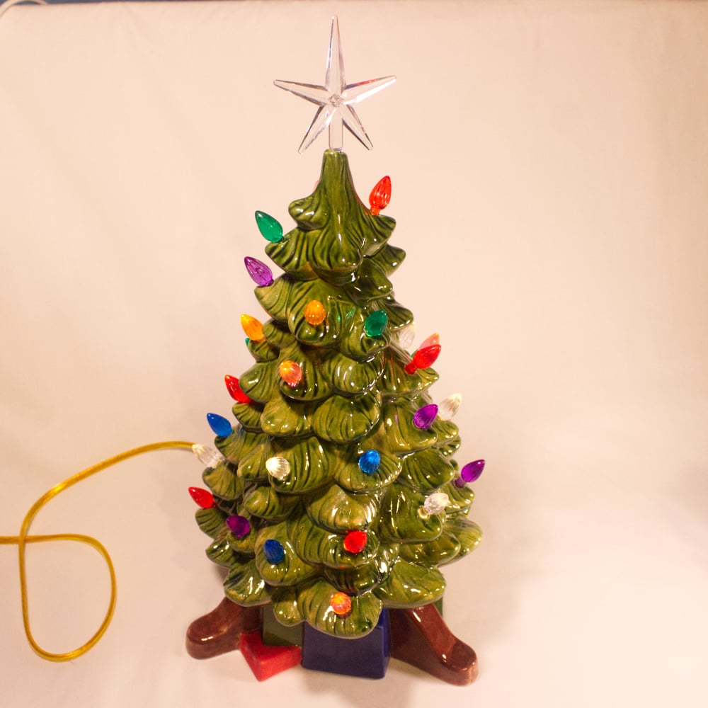 Image of Light up Vintage Mold Tree with Presents Base