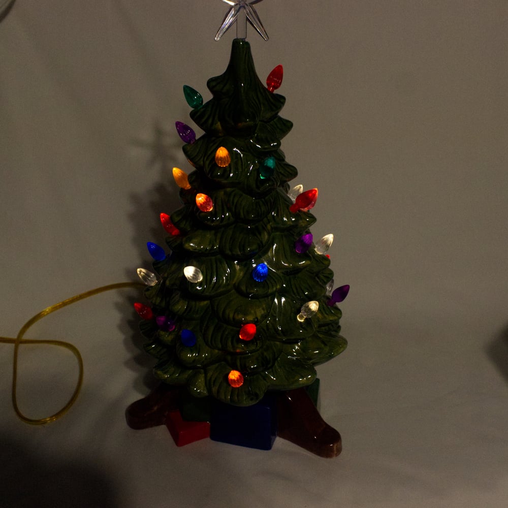 Image of Light up Vintage Mold Tree with Presents Base