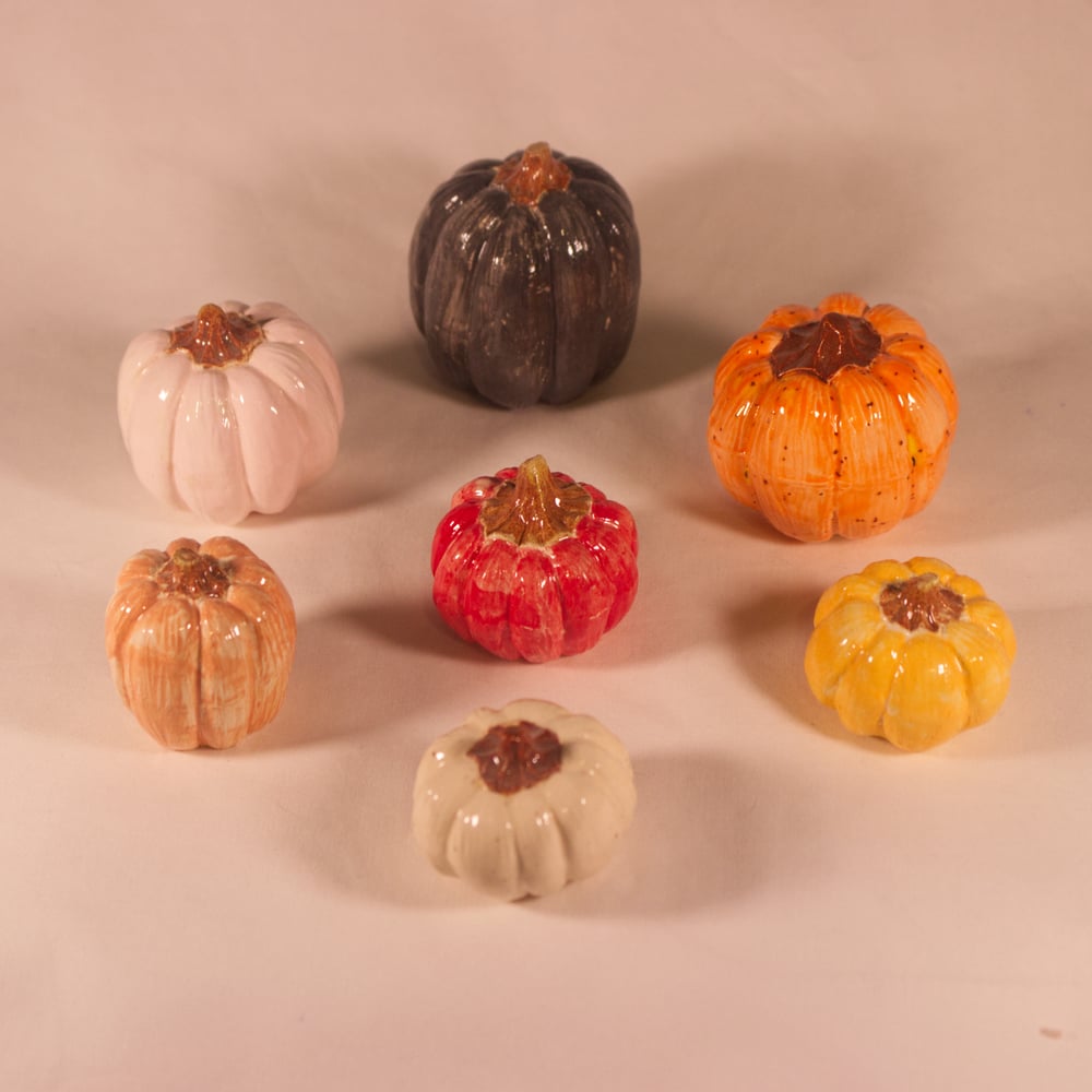 Image of Set of 7 Ceramic Mini Decorative Pumpkins