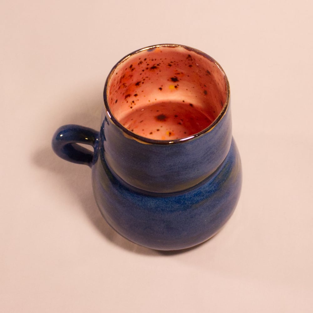 Image of Blue Gold Rimmed Behive Mug - B GRADE