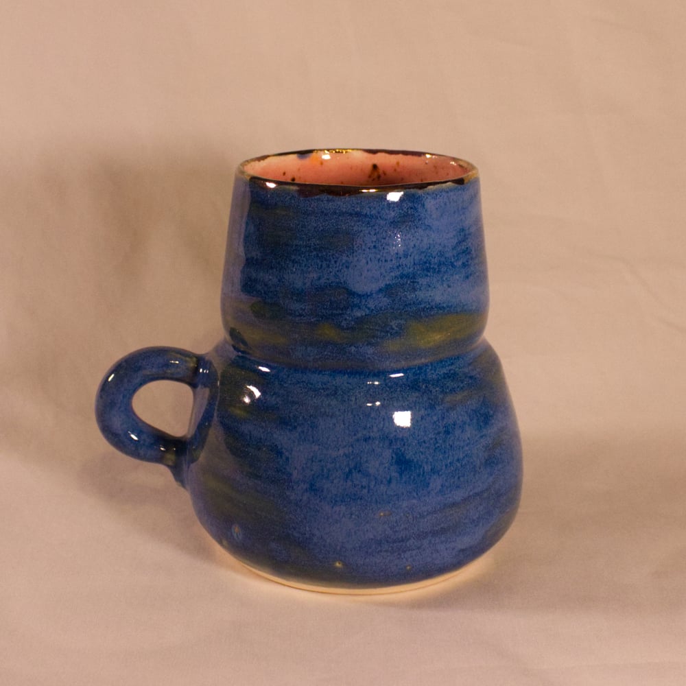 Image of Blue Gold Rimmed Behive Mug - B GRADE
